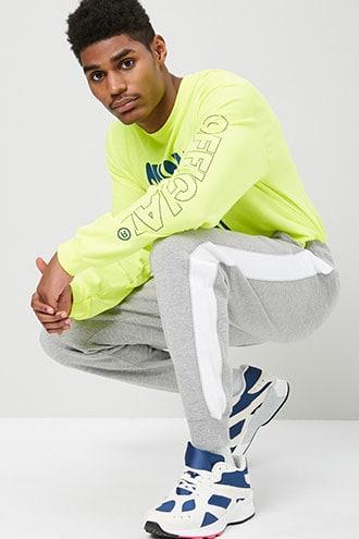 Forever21 Mesh-trim Fleece Joggers
