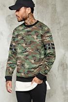 Forever21 Stripe-sleeve Camo Sweatshirt