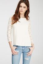Forever21 Floral Lace Raglan Top