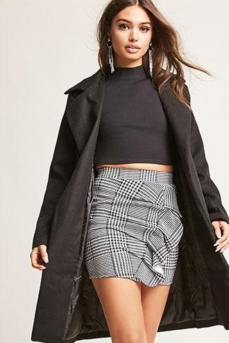 Forever21 Glen Plaid Flounce Mini Skirt