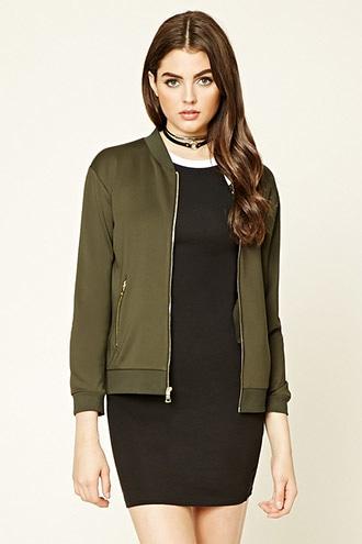 Forever21 Women's  Stretch-knit Bomber Jacket