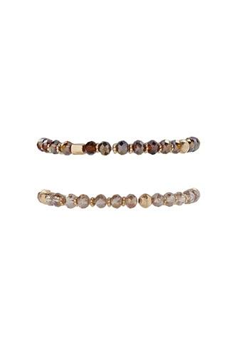 Forever21 Gold & Taupe Beaded Stretch Bracelet Set