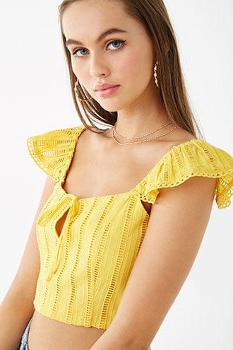 Forever21 Ladder-trim Crop Top