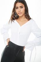 Forever21 Puff-sleeve Button-front Shirt