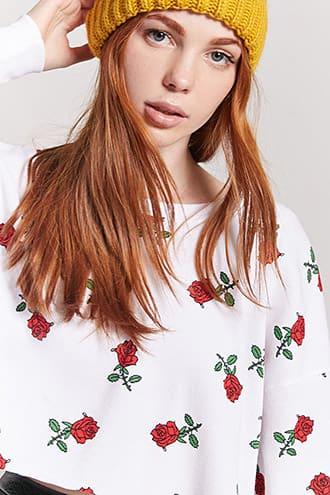 Forever21 Rose Graphic Crop Top