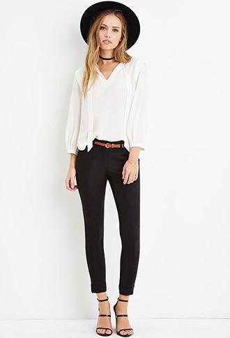 Forever21 Women's  Belted Center-seam Pants