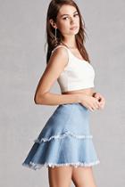 Forever21 Frayed Tier Denim Mini Skirt