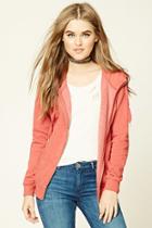 Forever21 Women's  Rose Fleece Zip-up Hoodie