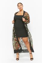 Forever21 Plus Size Sheer Embroidered Duster Kimono