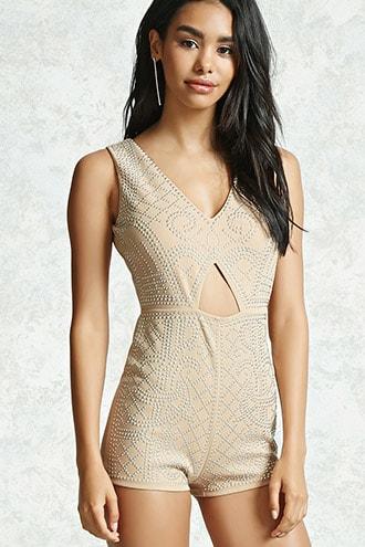 Forever21 Studded Cutout Romper