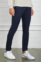 21 Men Men's  Navy Slim Fit Cotton-blend Pants