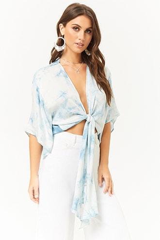 Forever21 Tie-front Tie-dye Top