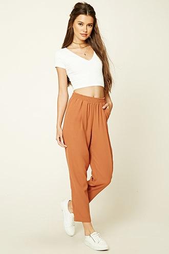 Forever21 Women's  Mauve Pleated Woven Trousers