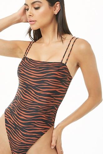 Forever21 Tiger Striped One-piece Swimsuit