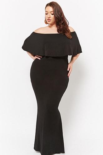 Forever21 Plus Size Flounce Off-the-shoulder Maxi Dress