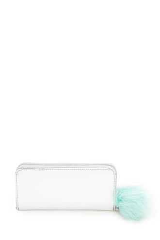 Forever21 Silver Mirrored Pom-pom Wallet