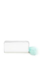 Forever21 Silver Mirrored Pom-pom Wallet