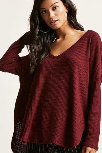 Forever21 Waffle Knit V-neck Top
