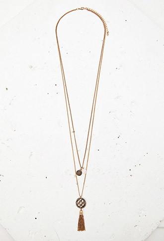 Forever21 Layered Tassel Necklace (antic Gold)