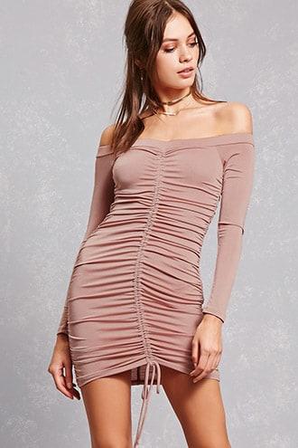 Forever21 Ruched Satin Bodycon Dress