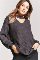Forever21 Marled V-cutout Sweater