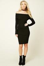 Forever21 Women's  Black Off-the-shoulder Sweater Dress