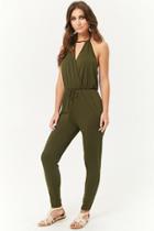 Forever21 French Terry Surplice Cutout Halter Jumpsuit