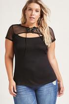 Forever21 Plus Size Lace-up Mesh Top