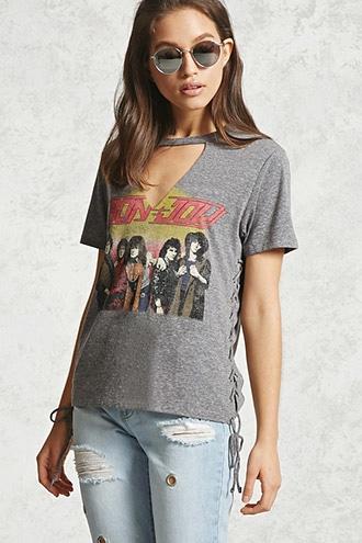 Forever21 Bon Jovi Lace-up Band Tee