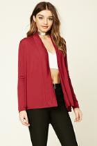 Forever21 Women's  Wine Open-front Cardigan