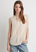 Forever21 Textured Self-tie Neck Blouse