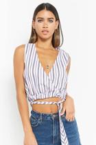 Forever21 Striped Mock Wrap Top