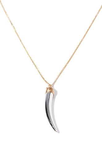 Forever21 Metallic Tooth-shaped Pendant Necklace