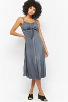 Forever21 Mineral Wash Tie-front Midi Dress