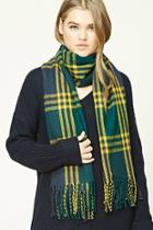 Forever21 Green & Navy Flannel Plaid Oblong Scarf