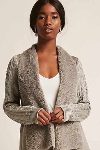 Forever21 May Logan Faux Suede Cardigan