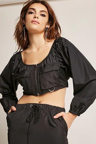 Forever21 Zip-front Crop Top