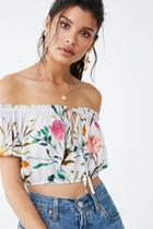 Forever21 Off-the-shoulder Floral Print Crop Top