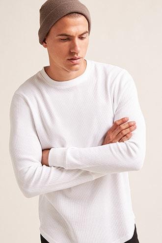 Forever21 Curved Hem Waffle Knit Tee