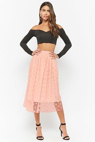 Forever21 Rosette Tulle Midi Skirt