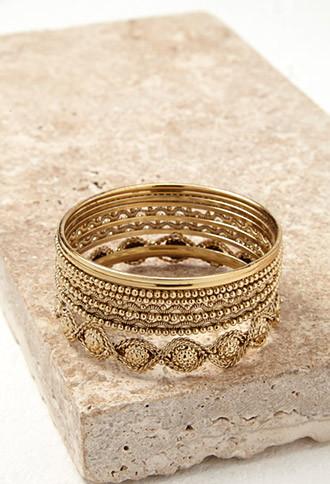 Forever21 Etched Bangle Set (antic Gold)