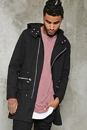 21 Men Men's  Hooded Zip-up Cargo Jacket