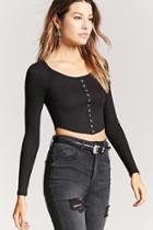 Forever21 Ribbed Snap-button Crop Top