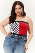 Forever21 Plus Size Colorblock & Checkered Cropped Tube Top