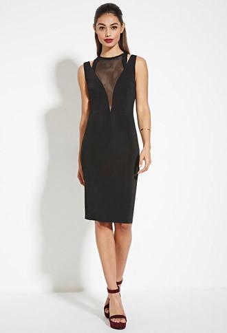 Forever21 Women's  Tiger Mist Crisscross Mesh-paneled Dress