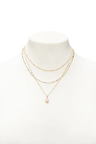 Forever21 Faux Stone Teardrop Layered Necklace