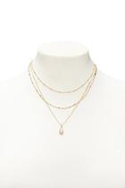 Forever21 Faux Stone Teardrop Layered Necklace