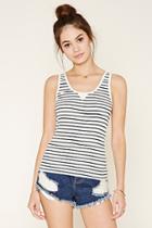 Forever21 Women's  Striped V-stitch Tank