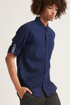 Forever21 Button-front Roll-tab Sleeve Shirt