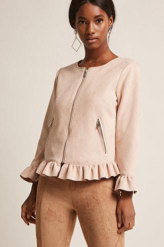 Forever21 Faux Suede Ruffle Jacket